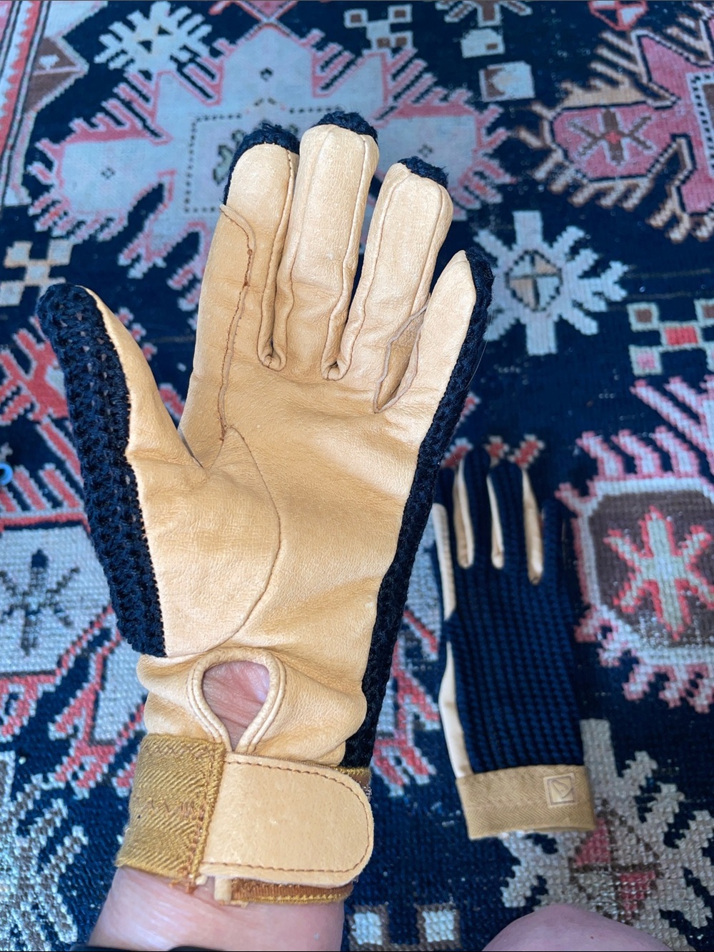 KENSINGTON Equestrian Riding Gloves Leather Crochet S